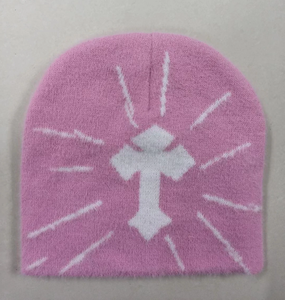 Chapeaux d'hiver unisexe avec logo personnalisé 100% Bonnet en jacquard acrylique avec motif brodé en laine Protection chaude Bonnet tricoté épais - Product Image 3