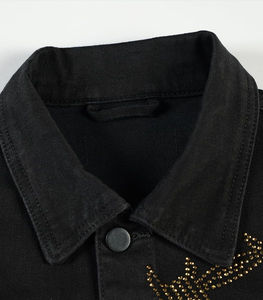 Veste en jean à strass édition limitée, style streetwear premium, veste en jean à strass pour hommes - Product Image 3