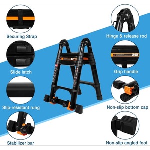 Deliladder 5.0M Aluminium Double Multifunction Telescopic <strong>Ladder</strong> EN131 CE - Product Image 3