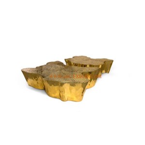 Juego de 2 Mesas de Centro de Latón Metálico Clásico Pulido en Oro para Uso Comercial y Doméstico, Mesa de Centro para Dormitorio, Decoración de Estilo Rústico - Product Image 1