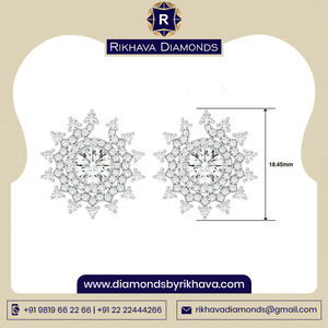 ต่างหูทองคำขาว10K ดีไซน์ใหม่ล่าสุดพร้อมเพชรจากอินเดีย - Product Image 6