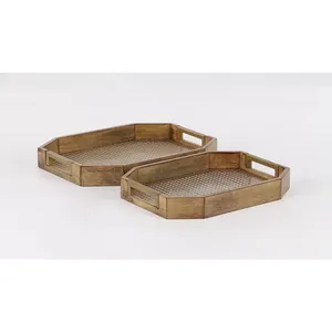 Gran oferta, bandeja de servicio de madera redonda y cuadrada para café, té, fruta, comida, postre - Product Image 5