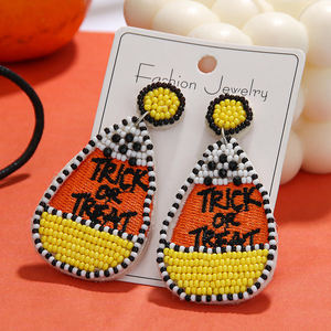 Boucles d'oreilles tissées Halloween mode rétro goutte broderie perles de riz pendentif boucles d'oreilles pour femmes Uionen - Product Image 2