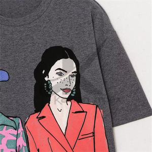 Camisetas bordadas personalizadas para mujer: algodón de alta calidad con diseños de bordado personalizados, perfecto para ropa informal - Product Image 4