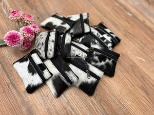 Véritable cheveux faits à la main sur peau fourrure cuir porte-monnaie porte-monnaie ovale porte-carte de crédit étui occidental élégant mignon petit portefeuille ovale - Product Image 4