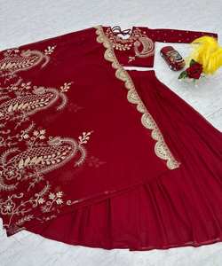 Georgette Lehenga Choli avec Choli brodé et imprimé Dupatta Festive Party Set - Product Image 2