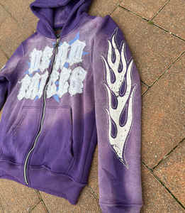 Fabricant de veste à capuche unisexe à fermeture éclair 500GSM French Terry Monkey Washed Sweatshirts Distressed Sun Faded Hoodies - Product Image 4