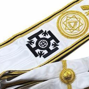 Venta completa personalizada Grand Constantine Fajas Cinta blanca con estilo de bordado de propósito para fajas masónicas - Product Image 5