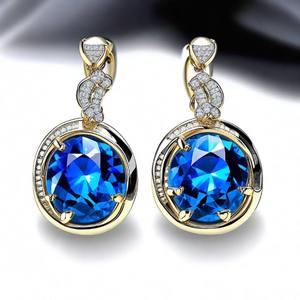 Boucles d'oreilles pendantes bleues éblouissantes pour femmes élégantes pour fiançailles de mariage ou bijoux de mode de fête - Product Image 2