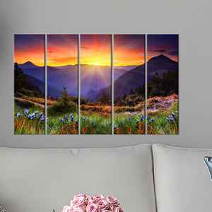 Impression sur toile Nature View Art : élégante œuvre d'art représentant un paysage de montagne, 5P : encadrée - Product Image 1