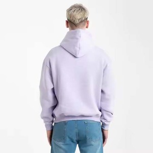 Wholesale Custom logo Winter Warm Heavy 330gsm CVC Cotton Polyester Plain Unisex Women Men's Fleece Pullover Sweatshirt <b>Hoodies</b> - Product Image 5