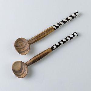 Serveur de salade en bois de meilleure qualité avec poignée décorative Vente en gros Outil de salade avec poignée en perles Outils de cuisine Décoration de table - Product Image 5