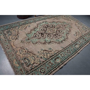 พรมขนสัตว์สีน้ำตาลและสีเขียวแบบคลาสสิกสำหรับห้องนั่งเล่นหรือห้องพักในโรงแรมขนาด6.3x10ฟุตสี่เหลี่ยมผืนผ้าลายโถงทางเดินลาเท็กซ์ - Product Image 2