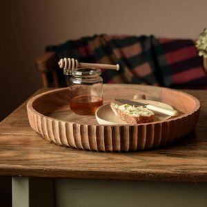 Bol de service peu profond Gavivi en bois de manguier fait à la main durable et élégant accessoire de salle à manger en bois naturel rustique petit service en bois - Product Image 2