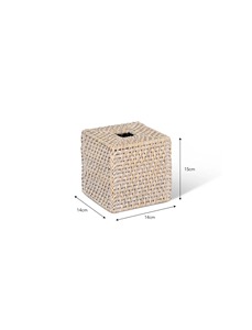 Boîte à mouchoirs carrée en rotin, blanche, faite à la main, boîte de rangement écologique, décoration naturelle pour la maison et la maison, vente en gros du Vietnam - Product Image 2