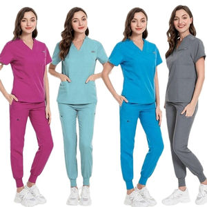 100% algodón elástico Todo Negro 100 algodón Scrubs médico enfermería uniformes mujeres y hombre Scrubs conjuntos 2023 - Product Image 6