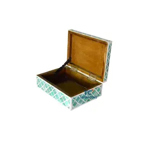 新到价格优惠价格木珍珠母盒乡村风格长方形弯曲盖越南