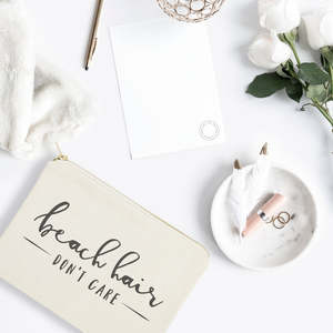 Sac cosmétique pratique en toile de coton écologique grande capacité, étui à fermeture éclair durable et portable pour la plage et les accessoires capillaires - Product Image 3