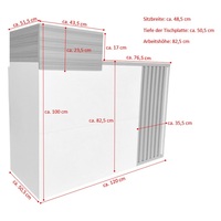 Comptoir de réception en chêne blanc d'Avignon, mobilier de style traditionnel durable, bureau, hôtel, salon, cabinet d'avocats, pratique, Jet-Line 120 cm
