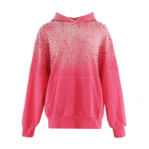 Vente en Gros Personnalisable de Haute Qualité Gradient Rose Sweat à Capuche avec Strass Étincelants Mode Sweat à Capuche Sweat Unisexe - Product Image 6