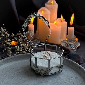 Présentoir à bijoux de couleur argent avec galvanoplastie dorée Boîte décorative en laiton à 3 trous en laiton pour le stockage - Product Image 4