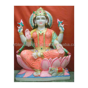 Belle Statue de déesse indienne en marbre, lxmi Mata, pierre blanche et bonne finition et Sculpture brillante - Product Image 1