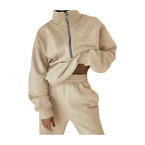 ชุดเสื้อมีฮู้ดโอเวอร์ไซส์สำหรับผู้หญิงมีซิปและคอตั้งสไตล์วินเทจ - Product Image 2