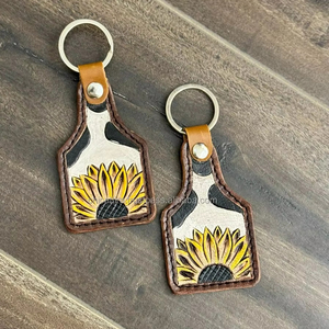 Porte-clés en cuir taillé sculpté à la main Porte-clés en cuir de forme exotique mignon Accessoires en cuir taillé Porte-clés mignons pour unisexe - Product Image 3