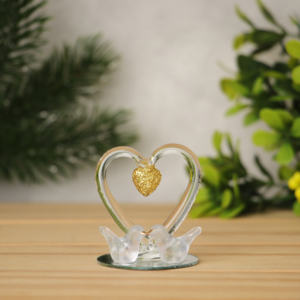 Bouteille d'ange en verre soufflé détaillée avec or scintillant - Décoration festive personnalisable - Product Image 1