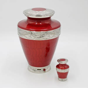 Classic Adult Red Fire Urn in Aluminium for Pet <b>Dog</b> <b>Ashes</b> Cremains Memorial for Funeral Decorative Metal Urn - Product Image 2