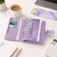 Organisateur en cuir PU personnalisé A6 avec système d'enveloppes pour argent, classeur de budget à 6 anneaux, planificateur rechargeable, boucle pour stylo et emplacements pour cartes