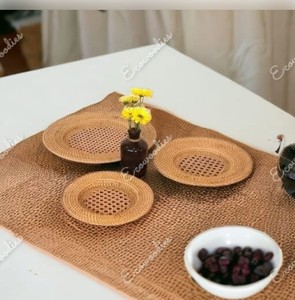 Natural Handmade Weave Rattan Teapot <b>Trivet</b> Mats for Kitchen Table Heat Resistant Non-slip Wicker Coaster Kitchen Accessories - Product Image 1