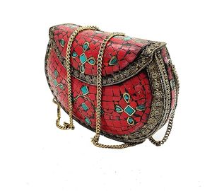 Elegante Bolso de Mano Tipo Clutch con Diseño Floral, Bolso de Mano Tradicional con Mosaico para Vestido de Novia - Product Image 5