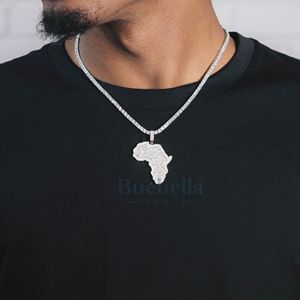 Venta al por mayor 925 plata esterlina VVS Moissanite diamante Iced Out África mapa colgante estilo Hip Hop chapado en oro blanco para los hombres - Product Image 2