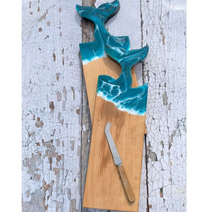 Tabla de cortar de resina epoxi y madera de pisada superior al por mayor 2025 con tabla de Río de resina de cristal azul comida - Product Image 6