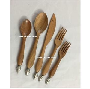 Elegante juego de vajilla con mango de grano de madera, acero inoxidable de seguridad alimentaria, combinación de vajilla occidental simple de moda - Product Image 1