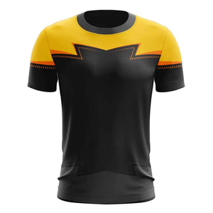 T-shirts pour hommes en polyester de haute qualité Sports d'été Run Fitness Maille à séchage rapide Ourlet incurvé respirant avec des options de taille plus - Product Image 3