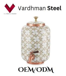 Vente flash Matka en cuivre héritage émaillé 16 LTR, Jarre à eau en cuivre antique avec émail, Pot en cuivre émaillé classique - Product Image 5