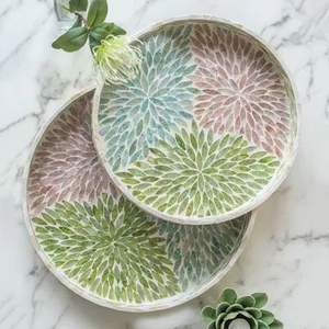 Large Decorative MOP <b>Serving</b> <b>Tray</b> With Luxury Design Perfect For <b>Parties</b> Weddings And Hospitality Industry Usage - Product Image 6