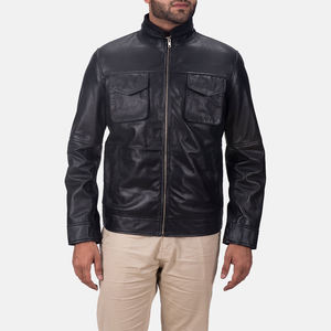 Veste en cuir pour homme, mode de rue, veste de motard noire, multi-zippée, vêtement de moto, coupe ajustée, veste en simili cuir décontractée - Product Image 2