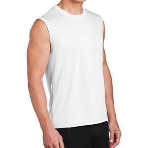 Débardeurs sans manches pour hommes, Muscle Fit couleur unie avec logo personnalisé à prix abordable 100% débardeur en coton pour hommes - Product Image 2