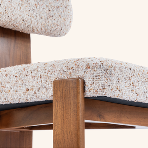 Contemporary <b>Teak</b> Wood Upholstered Dining <b>Chair</b> Fabric Seat Modern Minimalist Dining Furniture for Home Restaurant Cafe - Product Image 5