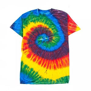 เสื้อยืดผู้ชายลายมัดย้อม แขนสั้น ลายวงกลมสีรุ้ง คอกลม ผ้าฝ้ายถัก สวมใส่สบาย ทรงปกติ - Product Image 1