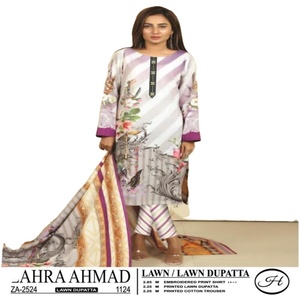 Élégant 3 pièces de haute qualité pour dames brodé coton de pelouse non cousu Salwar Kameez indien pakistanais maître copie séchage rapide tout - Product Image 2