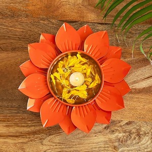 Metal Leaf Urli Bowl <b>Tea</b> <b>Light</b> Holder High Quality Urli Diya Diwali and Other Candle Holders <b>Lanterns</b> for Home Decor - Product Image 2