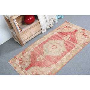 Alfombra Pequeña Vintage de 2.4x4.7 pies, Alfombra Turca Roja del Suroeste de Lana - Product Image 3