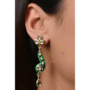 Kundan Meenakari perle pendentif ensemble diamant Zircon classique plaqué or fin pour mariages fêtes cadeaux avec papillon Design - Product Image 3