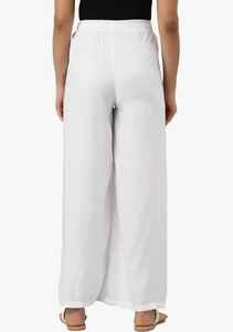 Femmes respirant taille moyenne jambe large tricoté Palazzos Style d'été décontracté avec fermeture à la taille élastique Techniques teintes unies - Product Image 2