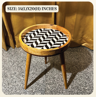 Table basse en bois durable, artisanat moderne |   Table basse circulaire en bois massif avec impression UV, origine Inde, modèle pour la maison et l'hôtel