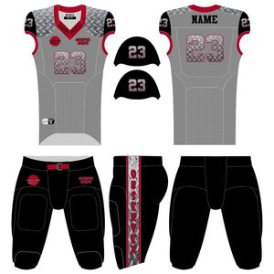 Ensemble complet personnalisé de maillot de l'équipe de football américain respirant léger confortable tissu mat sublimation imprimé manchons de casquette - Product Image 1